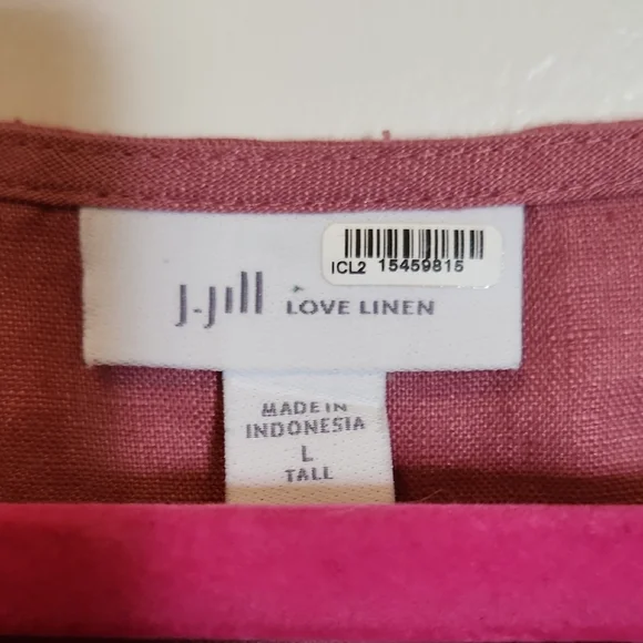 J. Jill Maueve Pink Comfy Cute And Cool 100% Linen Dress Size Large Tall - Picture 2 of 12